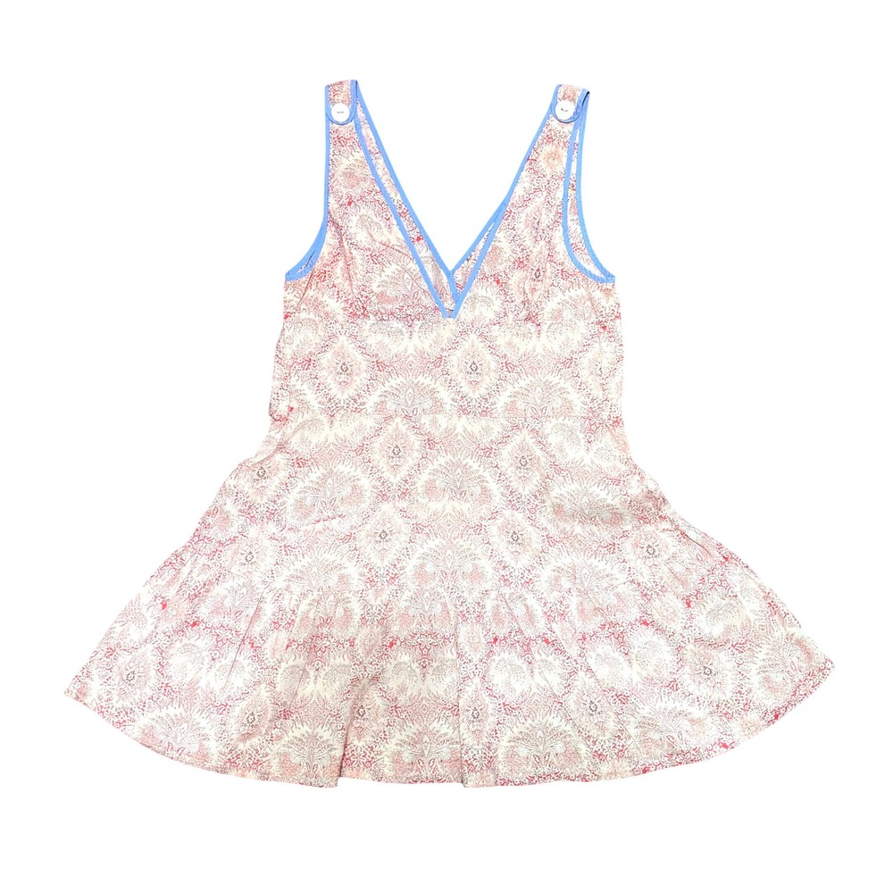 Intimately Free People Slip My Mind Slip Dress Paisley Print Blue Trim Sz 6